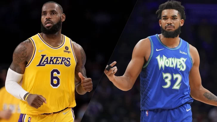 Karl-Anthony Towns busca mantener a raya a LeBron James y sus secuaces