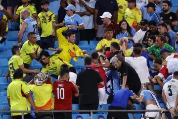 Insólito: pelea entre hinchas y jugadores en Uruguay vs Colombia