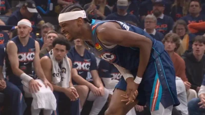 ¡Susto de muerte en Oklahoma! Shai Gilgeous-Alexander se dobla la mano y pone a temblar los Playoffs